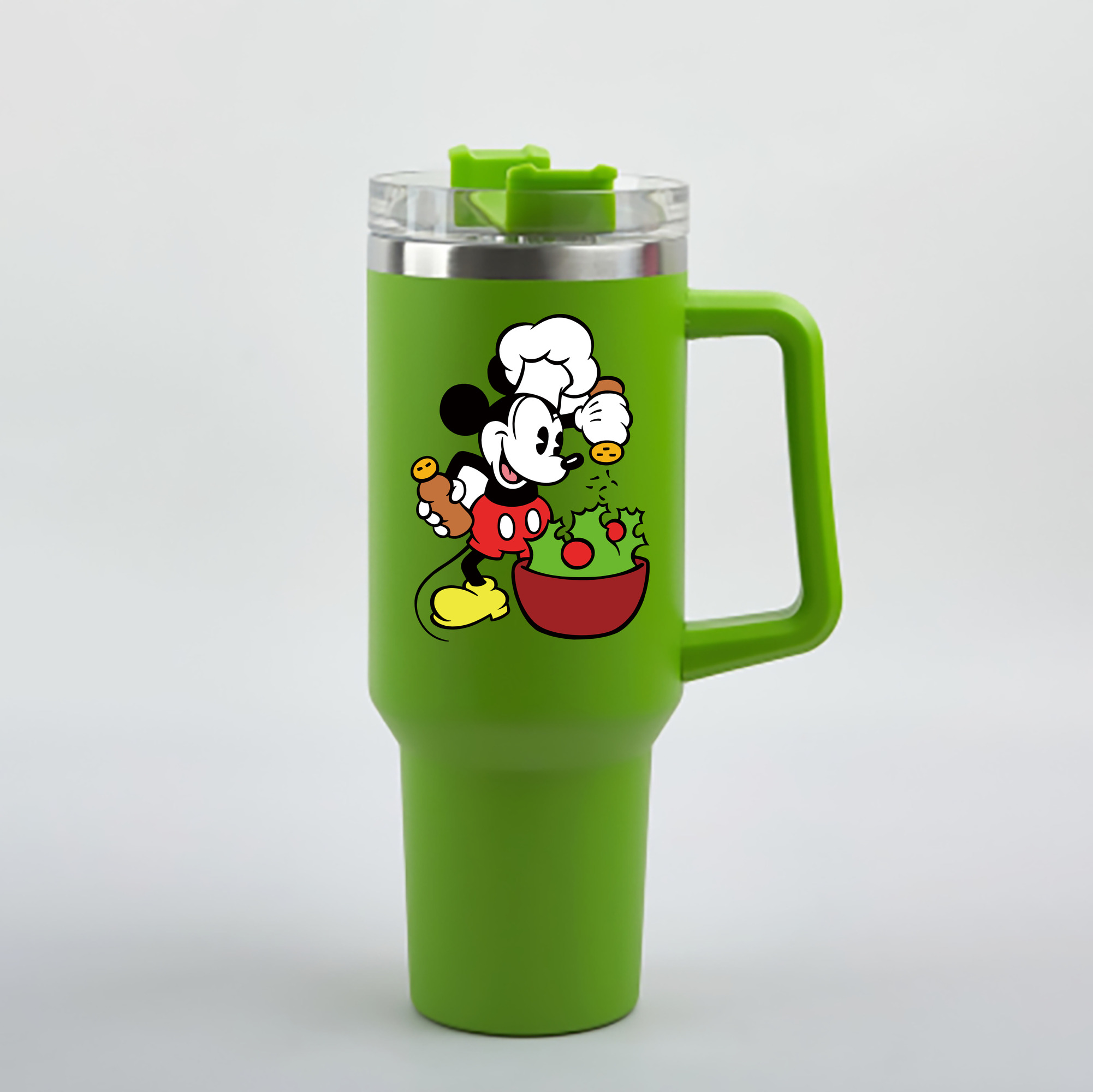 （画像用） ミッキーマウス Mickey Mouse 1200mL車用タンブラー - クリスタルステッカー（プラスチックストロー付き）